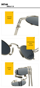 Cổ Điển Nhỏ hình bầu dục kim loại Punk Kính mát nam nữ thiết kế kính mát hợp thời trang <span class=keywords><strong>retro</strong></span> Bronze khung Vòng Kính mặt trời - Product Image 3