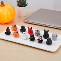 Ornement miniature en résine de canard citrouille d'Halloween, canard démon, petit cadeau, décoration de bureau à domicile