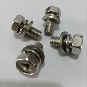 Hot Selling Hex Cross Slot 3 Combination Bolt With Pad Screw With Spring Pad Flat Pad High Quality Factory Direct Sales