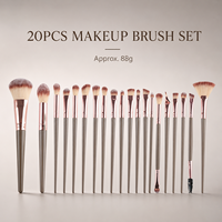 Ensemble de pinceaux de maquillage professionnels personnalisés avec logo, 20 ou 30 pièces, poils synthétiques rose et gris, pour le visage et les yeux