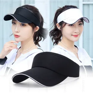 Offre Spéciale broderie personnalisée Logo pare-soleil chapeaux Protection solaire vide haut large bord coton blanc course casquettes de golf