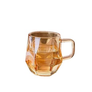 Diamond Handle Glass Drinking Cup 350Ml Transparent With Handle For Water Milk Coffee Juice Party Use - Product Image 5