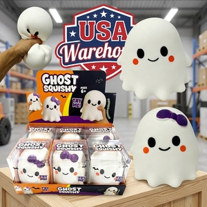 Jouet Squishy Géant Blanc Fantôme USA Warehouse, Mignon et Amusant pour Halloween, Écologique, en HDF/MDF, Anti-Stress, à Presser - Product Image 1