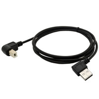Kabel Transfer Data Printer USB 2.0 Tipe-A Male ke Male 90 Derajat Bersudut dengan Jaket PVC Terlindung dan Konduktor Tembaga Berlapis Timah