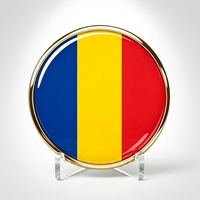 GREPAS GIFTS Épinglette drapeau roumain ronde de 1 pouce, épinglette patriotique pour chapeau, épinglette de pays du monde