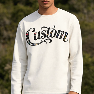 High Quality <b>Waffle</b> Cotton T-<b>shirt</b> Manufacturer Custom Heavyweight Crop Casual Long Sleeve T <b>Shirt</b> for Men - Product Image 1