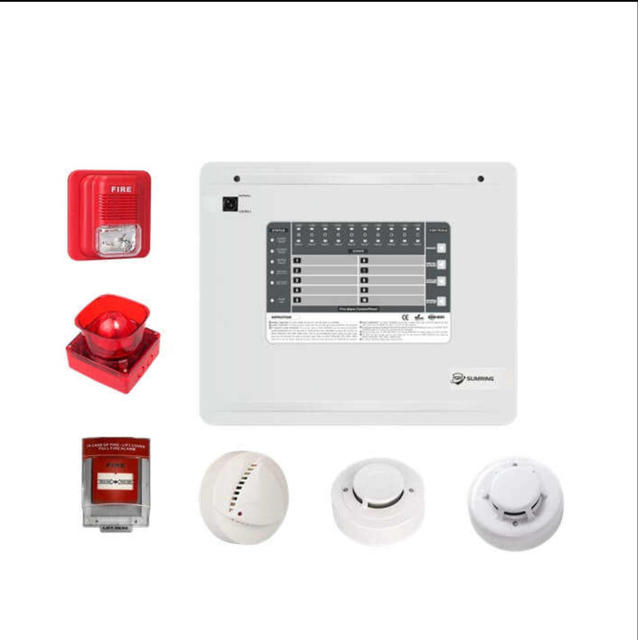 Conventional Wired Fire Alarm Control Panel with LCD Display 1-10 Zones EN54 Certified 220VAC CFP100 Model for Office Buildings