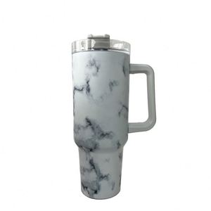 Mug de voyage isotherme classique en acier inoxydable motif léopard de 40 oz avec couvercle et paille, poignée, logo personnalisable, 5 couleurs en stock - Product Image 3