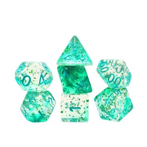 Feeron 7-Piece <b>Chameleon</b> Glitter Polyhedral Acrylic DND RPG Dice Set Dual-Color Swirl Starry Sparkle Durable Eco-Friendly Family - Product Image 3