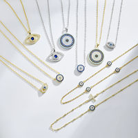 Livraison directe bijoux fins, offre spéciale, collier pendentif œil de diable bleu turc, collier de croix en diamant pavé pour filles et femmes