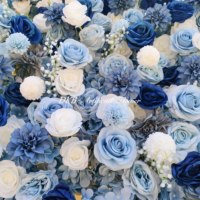 5d soie fleur mur roulé bleu et blanc artificiel haute qualité fleur bleue panneau mural toile de fond décor