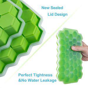 Moules à glaçons hexagonaux de qualité supérieure, 32 cavités, en silicone, écologiques, en forme de nid d'abeille, avec couvercle hermétique - Product Image 2