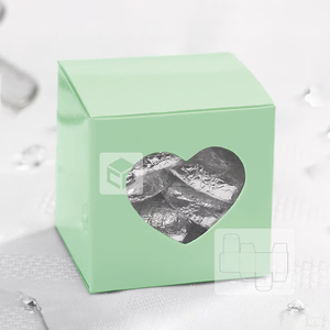 350gms ou 400gms papier couché boîte pliante emballage bonbons de <span class=keywords><strong>mariage</strong></span> faveurs boîte pour les invités avec personnalisation fenêtre en forme de coeur - Product Image 3