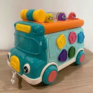 Jouet multifonctionnel pour tout-petits le plus vendu, bus musical à pousser et tirer pour bébé, jeu d'association de formes, jouet bébé battre les taupes - Product Image 2