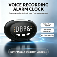 Réveil numérique intelligent moderne avec enregistrement vocal, horloge analogique-numérique, lumière de réveil électronique et son pour enfant