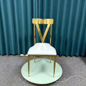 New Design Gold Stainless Steel V Back <b>Stackable</b> Wedding <b>Chair</b> Rental Event Furniture Hotel <b>Chair</b> - Product Image 1