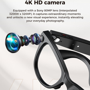 <span class=keywords><strong>Gafas</strong></span> Inteligentes con IA para Hombre y Mujer, con Cámara de 800W, Estuche de Carga, Funciones de Fitness, Deporte, Wifi, Foto, Video, Reconocimiento y Traducción, para <span class=keywords><strong>Ray</strong></span> <span class=keywords><strong>Ban</strong></span> M02 - Product Image 5