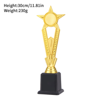 Nouveau trophée étoile en plastique de 30cm avec base vierge noire haute pour logo personnalisé et marques Design personnalisé sur les trophées étoiles