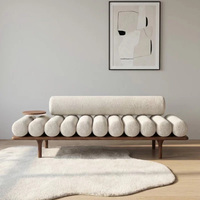 Banc ottoman rectangulaire moderne en tissu, tabouret de design contemporain, long banc pour salon, hôtel, appartement