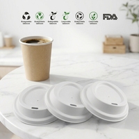 Couvre-tasses à café ronds jetables en bagasse, écologiques, biodégradables, compostables, recyclables, durables, 80 mm/90 mm, anti-fuite, sans BPA