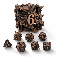 Ensemble de dés de jeu de rôle DND en métal bleu royal, tête de dragon, faits à la main, écologiques, 7 pièces, dés polyédriques à pointes, jeux de société, kit cadeau