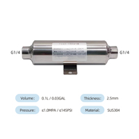 Mini Tanque de Aire de Acero Inoxidable de 0.1L con Presión Máxima de 145 PSI, Certificado IATF16949 y CE, Garantía de 2 Años, Opciones de Personalización