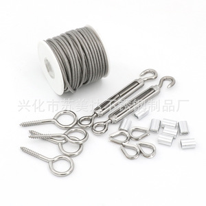 Stainless Steel Coated Wire Rope 2mm 30m With <b>Hook</b> Turnbuckle Eye Bolt Sleeve <b>Garden</b> Cable Kit - Product Image 4