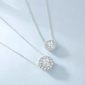 Joyería al por mayor 2ct 1ct Lab Diamond oro blanco 925 gargantilla de plata esterlina cadena VVS1 GRA Moissanite colgante collar para mujer
