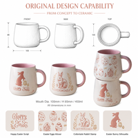 Festival de Pâques 12oz tasses à thé en grès tasses à café en céramique tasses à café personnalisables café lait thé tasses de fête pour les enfants