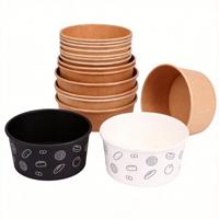 Mangkuk, piring, dan kotak makan sekali pakai dari kertas kraft daur ulang untuk sup, salad, nasi, dan air, dengan embossing dan foil emas, desain kustom.