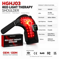 Enveloppement d'épaule à 76 LED infrarouges proches, thérapie par lumière rouge à double longueur d'onde, coussin de massage pour l'épaule