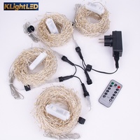 Guirnalda de Luces Decorativas Tipo Pirotecnia, Color Blanco Cálido, Luces Centelleantes con Control Remoto, 8 Modos, Cable de Cobre Impermeable
