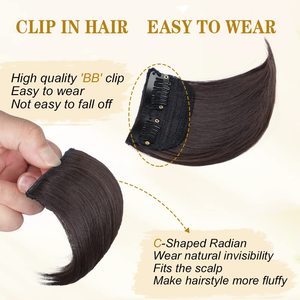 FUJIA 4PCS Cheveux Toppers pour Femmes Clips Synthétiques dans Extension de Cheveux avec Cheveux Amincissants Brun Foncé Postiches Invisibles pour Addi - Product Image 4