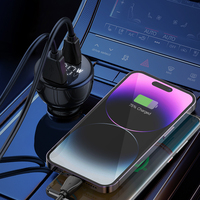 Chargeur de voiture LDNIO C101 100W 3 en 1, charge rapide pour ordinateur portable, téléphone portable, QC3.0, double PD2.0, type C, haute puissance, 2 ports