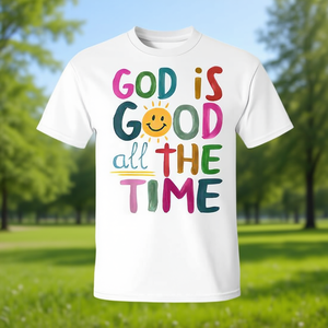 Camiseta con versículo bíblico cristiano basado en la fe: Dios es bueno en todo momento - Product Image 3