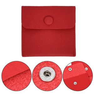 Pochette à rabat en velours de haute qualité 7x7cm, sac à bouton portable en velours avec bouton métallique pour le rangement de bijoux - Product Image 6