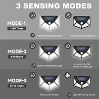 Lampes solaires LED extérieures à détecteur de mouvement IP65 étanches pour clôture, avec 3 modes d'éclairage, batterie Li-ion, lumière du jour 6000K pour maison
