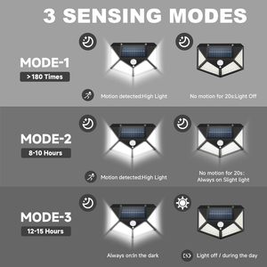ไฟรั้วโซลาร์เซลล์ LED กันน้ำ IP65 พร้อมเซ็นเซอร์ตรวจจับความเคลื่อนไหวสำหรับภายนอกอาคาร มี 3 โหมดแสงสว่างสำหรับบ้าน - Product Image 5