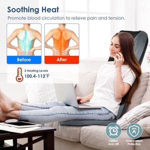 Masseur de cou et de dos Shiatsu 3D avec fonction de chaleur, 3 modes d'intensité pour la maison et la voiture, écran LCD, arrêt automatique D0100XU8MW7 3D S - Product Image 2