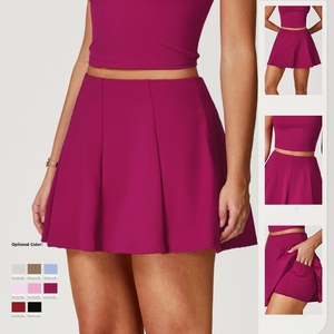 Jupe courte plissée trapèze pour femme, en Spandex/Nylon, séchage rapide, respirante, anti-reflet, pour le fitness, le yoga et le tennis - Product Image 3