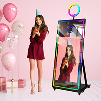 Cabina de Fotos con Espejo Mágico, Cabina de Fotos Portátil con Espejo para Bodas, Fiestas y Eventos, Pantalla Táctil de 32 Pulgadas