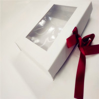Boîte cadeau transparente blanche avec ruban rouge, couvercle transparent, emballage exquis pour cadeaux