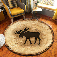 Tapis sur mesure en velours cristal doux et lavable, à motif animalier et grain de bois rustique, avec envers en caoutchouc TPR, pour salon et chambre à coucher