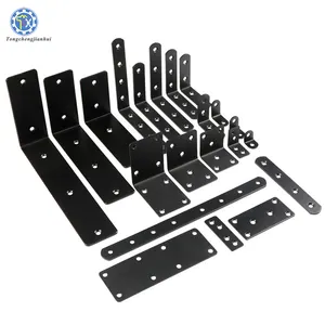 Sheet Metal Stamping Bending Service Black Coated Wrought Iron SPCC Steel L Shape Angle Corner Shelf Bracket