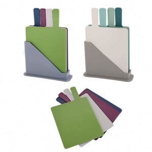 Four-Color Cutting Board Set Plastic Index Chopping Board with Handle for Kitchen <b>Square</b> Pattern Packaged in Box - Product Image 6