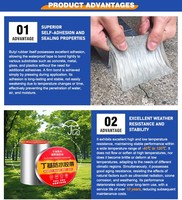 0.4mm-2mm Güçlü Yapışkanlı Bütil Bant Sızıntı Onarımı Anti-Sızıntı Sızdırmazlık Alüminyum Folyo Bütil Su Geçirmez Bant Çatı ve Duvar Çatlakları için