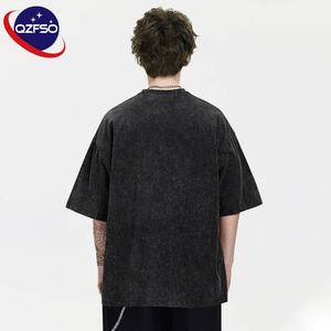 Fabricants de vêtements T-shirt graphique personnalisé logo 100% coton 220g T-shirt vierge délavé à la pierre acide T-shirts vintage unisexe pour hommes - Product Image 2