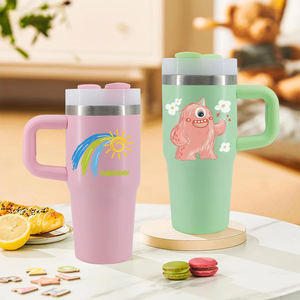 Gobelet isotherme de voyage en acier inoxydable 14 oz avec logo personnalisé, pour boissons chaudes et froides, avec poignée, idéal pour l'extérieur - Product Image 1