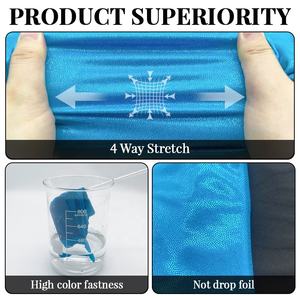 مخزون الكثير من الهولوجرام الغامض اللامع برقائق معدنية ذهبية الإيلاستين متماسكة ، ملابس سباحة ، ملابس بحر ، أقمشة الجمباز - Product Image 2