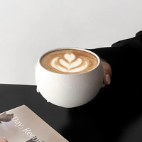 Tasses et mugs à expresso en céramique blanche de style européen, motif uni, forme œuf créative, avec logo personnalisé et plateau